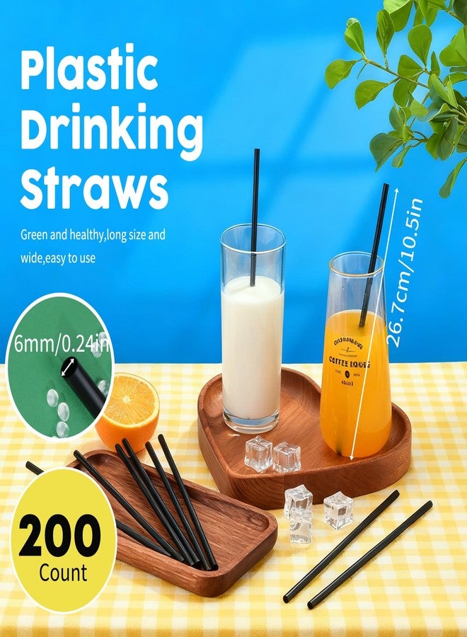 Haundry 200 Pcs Black Long Plastic Straws, 10.5inch Disposable Drinking Straws For 30oz Stanley Tumblers, Bulk Straw for Party, Restaurant, Home - Image 2